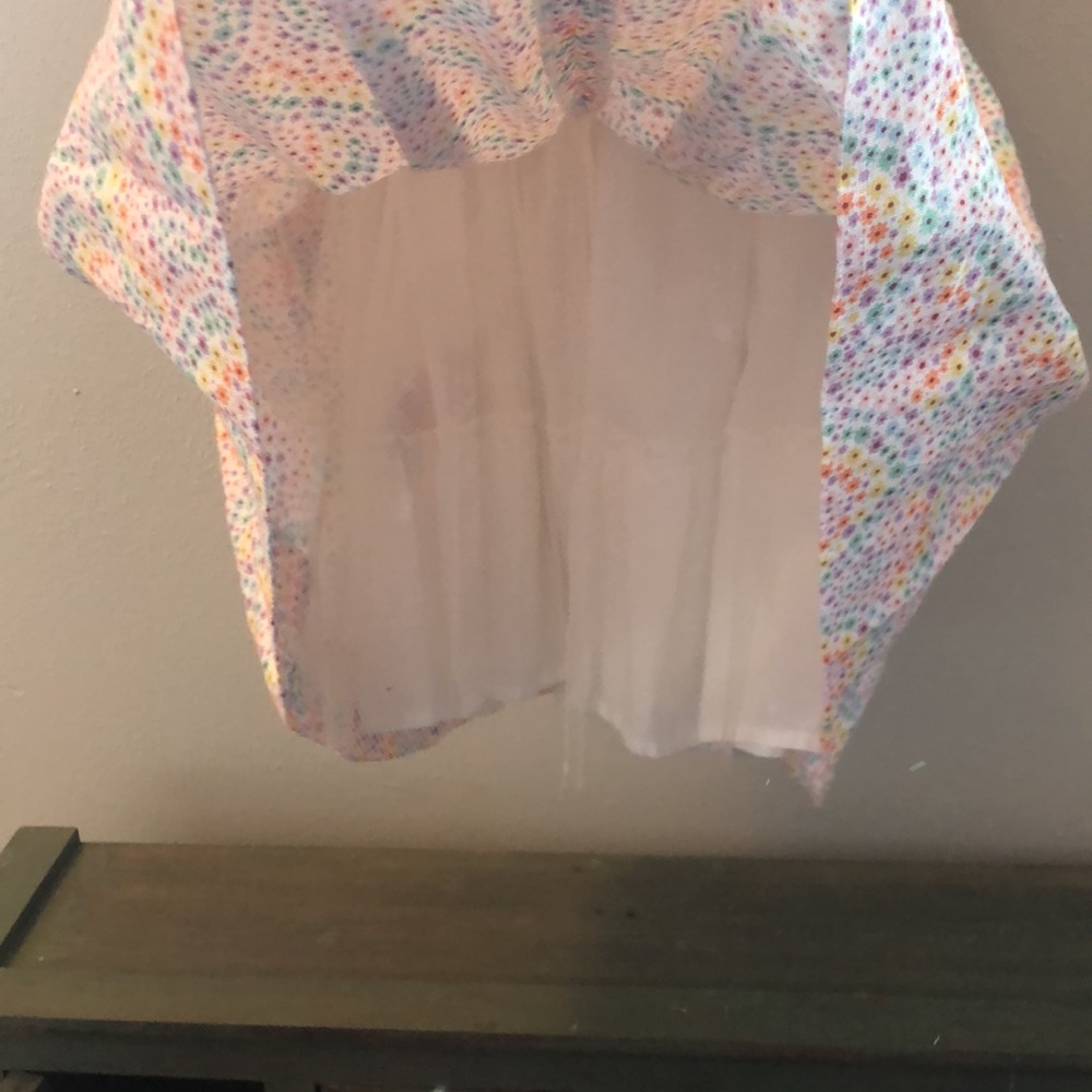 Mini Boden NWT girls size 6-7 cotton linen dress with rainbow floral print - Picture 4 of 4